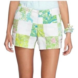 Lilly Pulitzer Pink Green Lioness Patchwork The Callahan Shorts Size 0